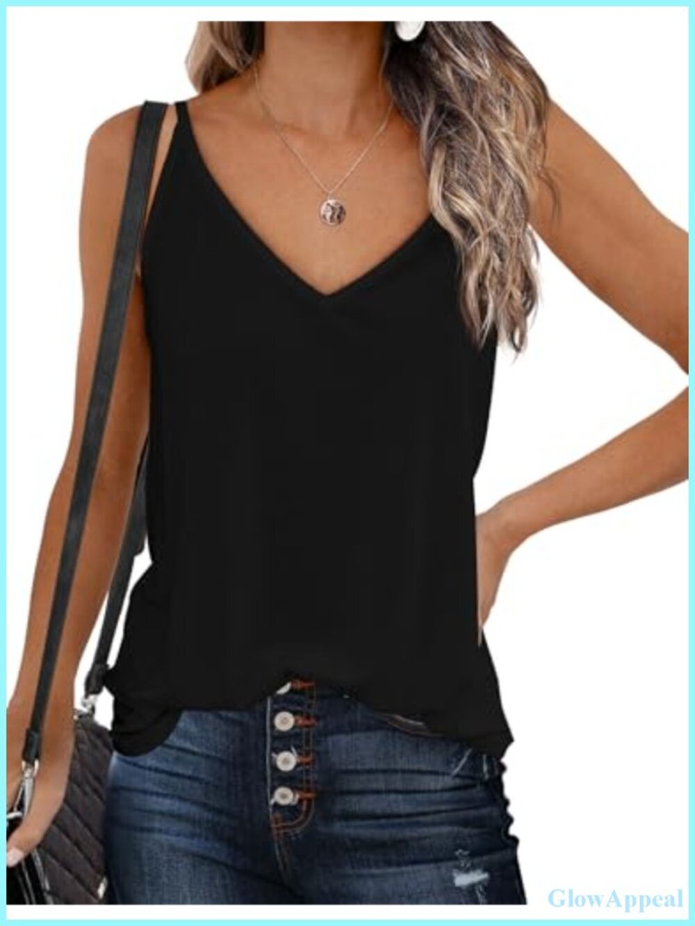 Womens V Neck Loose Camisole Tank Top Sleeveless Summer Beach Casual Shirt